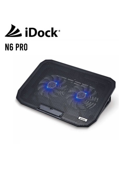 COOLER PARA LAPTOP IDOCK PRO COOLER ( N6 ) 2 VENTILADORES 125MM | 2 USB | LED-BLUE