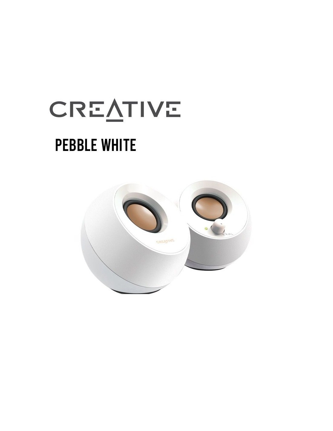 PARLANTE CREATIVE PEBBLE WHITE 4.4W 2.0 USB 3.5MM (06MF168000010)