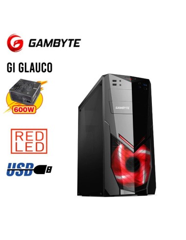 CASE GAMBYTE GLAUCO GI GLAUCO 600W NEGRO 1 PANEL ACRILICO LED ROJO