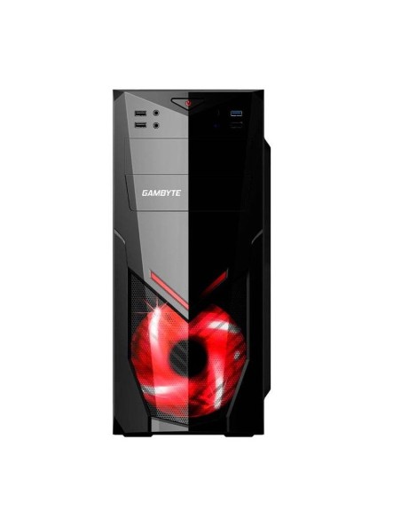 CASE GAMBYTE GLAUCO GI GLAUCO 600W NEGRO 1 PANEL ACRILICO LED ROJO