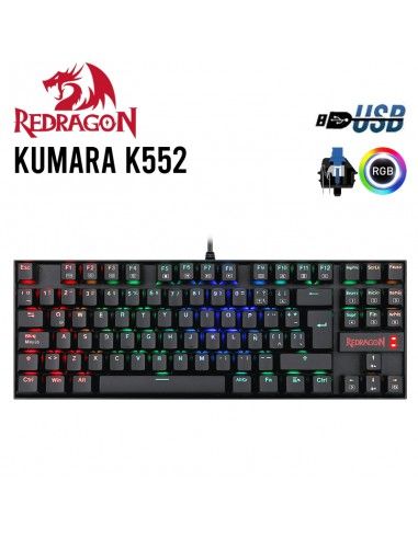TECLADO GAMER REDRAGON KUMARA ( K552-RGB-SP ) LED RGB | USB | SWITCH BLUE | BLACK