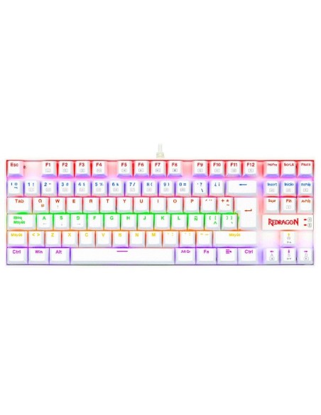 TECLADO GAMER REDRAGON KUMARA WHITE ( K552W-KR SP ) SWITCH RED | RETROILUMINACION RAINBOW