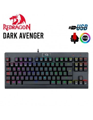 TECLADO GAMER REDRAGON DARK AVENGER ( K568RGB-SP ) LED RGB | USB | SWITCH RED | BLACK