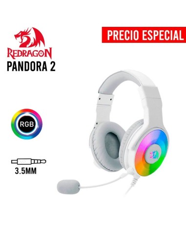 AUDIFONO GAMER REDRAGON PANDORA 2 (H350W-RGB-1) RGB | USB | 3.5 MM | WHITE