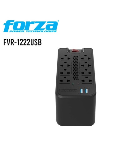 ESTABILIZADOR FORZA 8 TOMAS ( FVR-1222USB ) 1200VA/600W | 2 USB