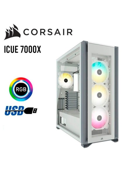CASE CORSAIR ICUE 7000X WHITE ( CC-9011227-WW ) SIN FUENTE | VIDRIO TEMPLADO | LED-RGB