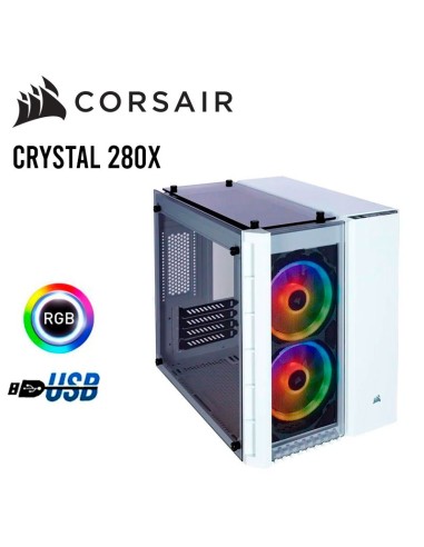 CASE CORSAIR CRYSTAL 280X WHITE ( CC-9011137-WW ) SIN FUENTE | VIDRIO TEMPLADO | LED-RGB