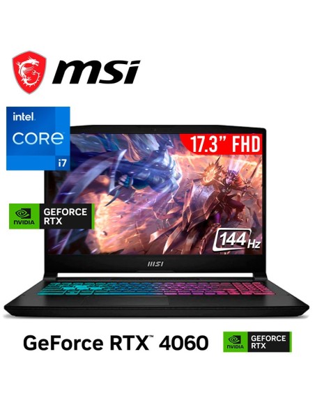 LAPTOP GAMER MSI KATANA 17B13VFK-257SP I7-13620H 16GB DDR5 512GB SSD T. DE VIDEO RTX 4060 8GB 17.3" FHD 144HZ WINDOWS 11