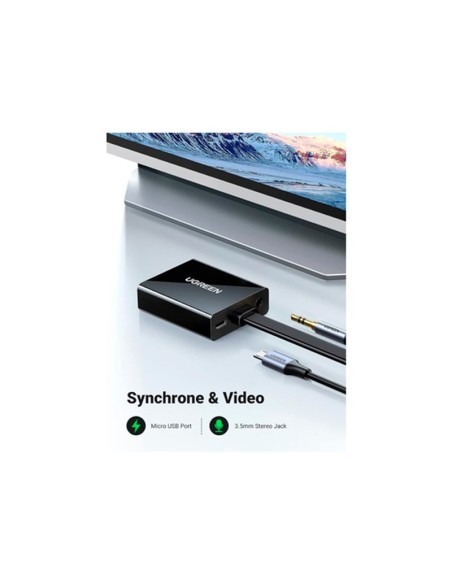 ADAPTADOR UGREEN HDMI A VGA C/ENTRADA DE AUDIO 3.5MM 1920*1080 60HZ ( 40248 )