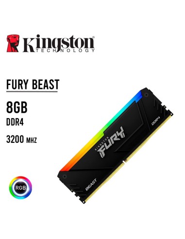 MEMORIA RAM KINGSTON 8GB/3200MHZ FURY BEAST DDR4 ( KF432C16BB2A/8 ) LED-RGB
