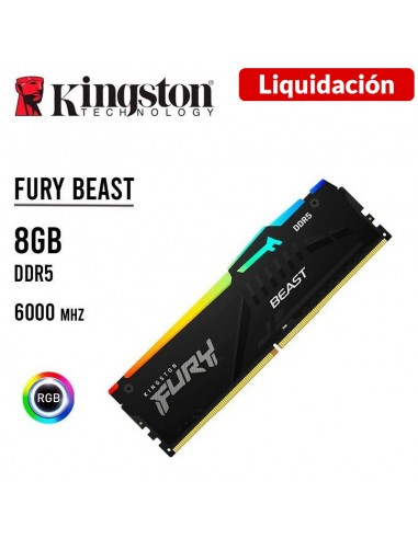 MEMORIA RAM KINGSTON 8GB/6000MHZ DDR5 FURY BEAST ( KF560C40BBA-8 ) NEGRO | LED-RGB