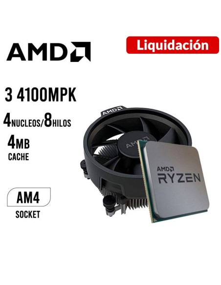 PROCESADOR AMD RYZEN 3 4100MPK MULTIPACK 3.8GHZ 100-100000510MPK OEM