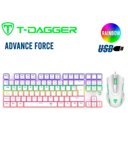 KIT T-DAGGER ADVANCE FORCE TGK313 - TGM206 WHITE ( T-TGS005W-RD ) GAMING | SWITCH RED | LED-RGB