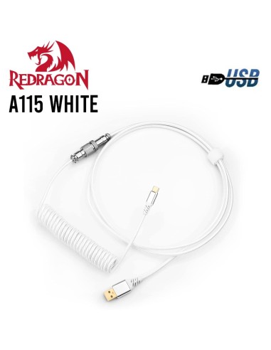 CABLE DE TECLADO REDRAGON USB-C EN ESPIRAL WHITE ( A115 WHITE )