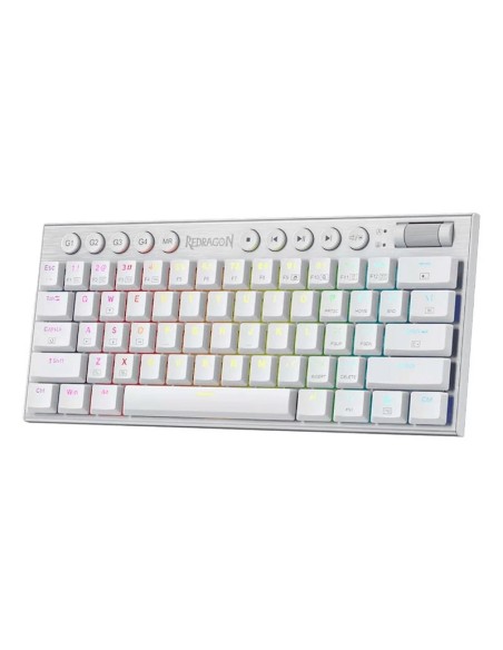 TECLADO GAMER REDRAGON HORUS MINI PRO WHITE ( K632W-RGB-PRO RED ) SWITCH RED | WIRELESS - BT | LED-RGB