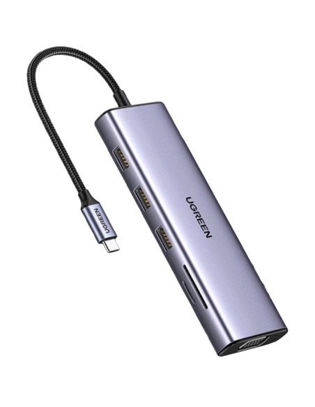 HUB UGREEN CM498 10 EN 1 ( CM498 ) 3 USB 3.0 - RJ45 - HDMI - VGA - USB-C - SD CARD - TF-CARD - 3.5MM