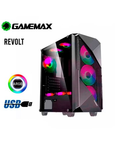 CASE GAMER GAMEMAX REVOLT | VIDRIO TEMPLADO | FAN ARGB| SIN FUENTE
