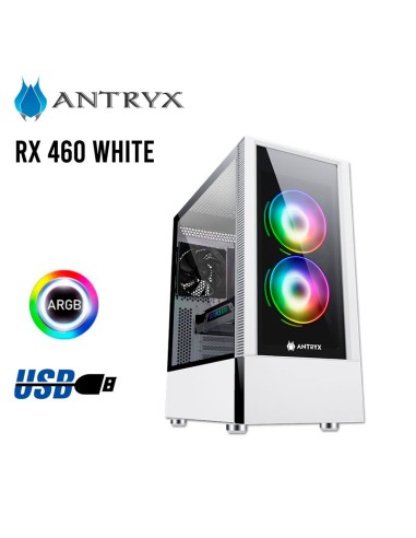 CASE ANTRYX RX 460 WHITE ( AC-RX460-WR1 ) S/FUENTE | VIDRIO TEMPLADO | LED-ARGB