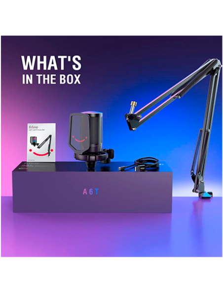 MICROFONO FIFINE A6T + BRAZO ( A6T-B ) BLACK | LED-RGB