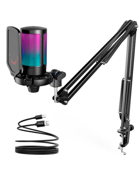 MICROFONO FIFINE A6T + BRAZO ( A6T-B ) BLACK | LED-RGB