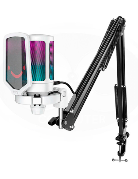 MICROFONO FIFINE A6T + BRAZO ( A6T-W ) WHITE | LED-RGB