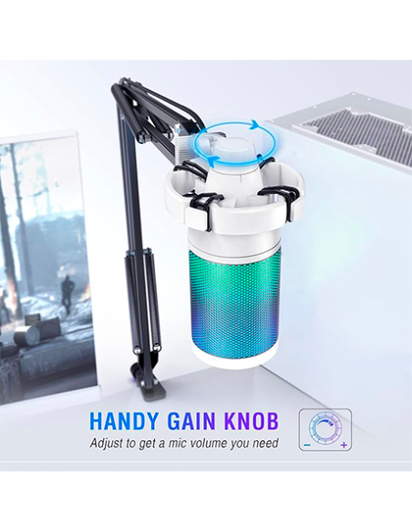 MICROFONO FIFINE A6T + BRAZO ( A6T-W ) WHITE | LED-RGB
