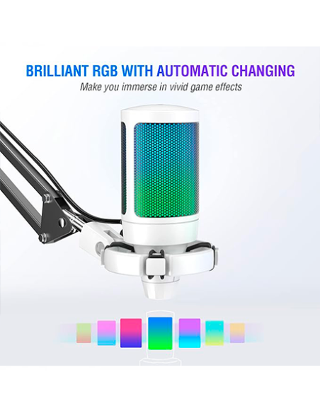 MICROFONO FIFINE A6T + BRAZO ( A6T-W ) WHITE | LED-RGB