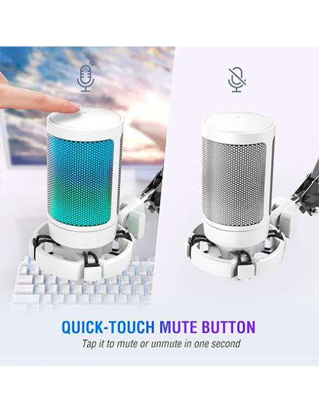 MICROFONO FIFINE A6T + BRAZO ( A6T-W ) WHITE | LED-RGB