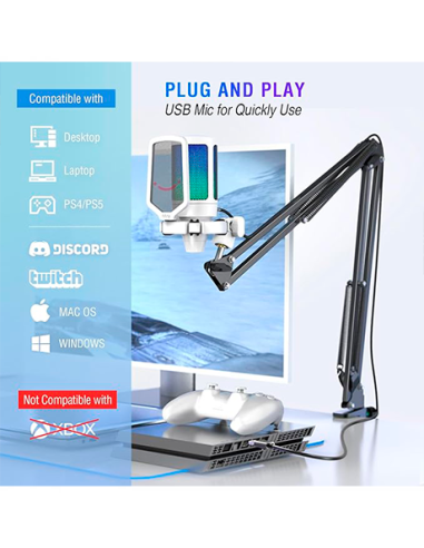 MICROFONO FIFINE A6T + BRAZO ( A6T-W ) WHITE |...