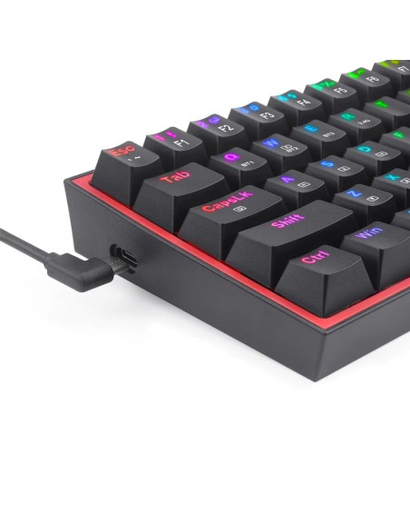 TECLADO GAMER REDRAGON FIZZ PRO BLACK ( K616-RGB BK-SP ) CABLE - USB 2.4G - BT | WIRELESS | SWITCH RED | LED-RGB