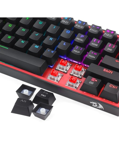 TECLADO GAMER REDRAGON FIZZ PRO BLACK ( K616-RGB BK-SP ) CABLE - USB 2.4G - BT | WIRELESS | SWITCH RED | LED-RGB