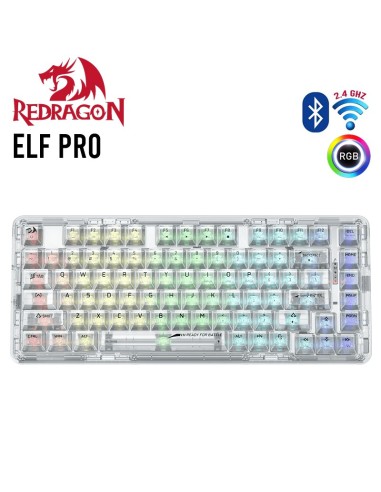 TECLADO REDRAGON ELF PRO WIRELESS CRYSTAL ( K649CT-RGB-PRO )