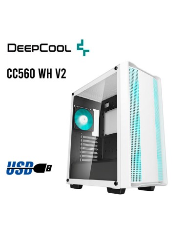 CASE DEEP COOL CC560 WH V2 (R-CC560-WHGAA4-G-2) S/FUENTE| VIDRIO TEMPLADO| LED
