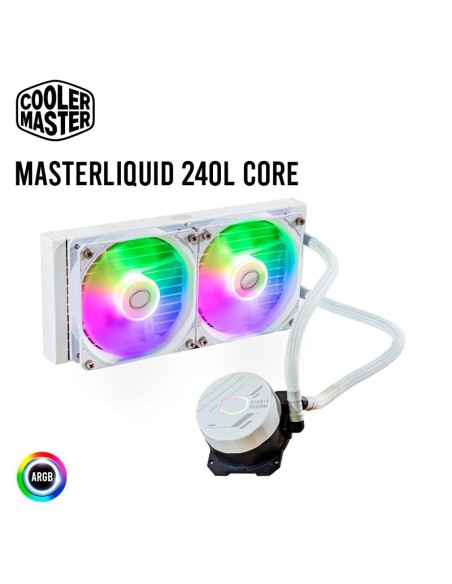 SISTEMA DE ENFRIAMIENTO LIQUIDO COOLER MASTER 240L CORE WHITE MASTERLIQUID ( MLW-D24M-A18PZ-RW ) LED-ARGB