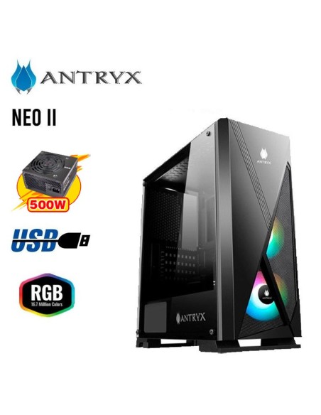 CASE ANTRYX XTREME NEO II (AC-XN02KR1-500CP) 500W | 1 PANEL VIDRIO | LED-RGB