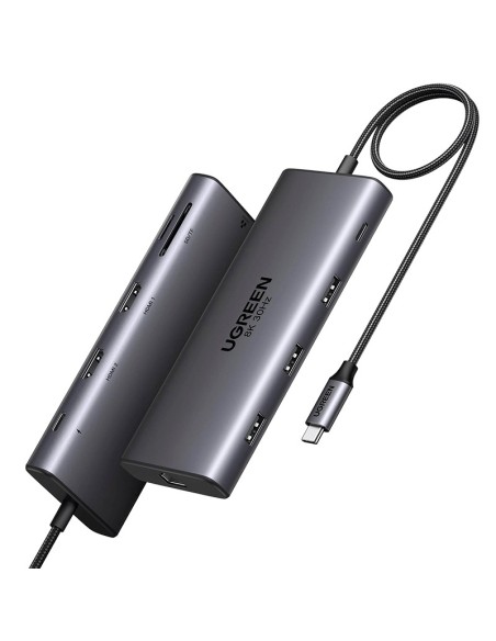HUB USB-C UGREEN CM639 10 EN 1 ( 15534 ) 2 HDMI - 3 USB - 1 USB-C - 1 SD CARD - 1 TF CARD - 1 RJ45 - 1 USB-C PD