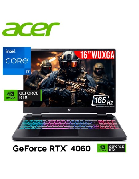 LAPTOP GAMER ACER PREDATOR 16 PHN16-71-76H5 I7-13650H 16GB 512GB SSD T. VIDEO RTX 4060 8GB 16 WUXGA 165HZ WINDOWS 11