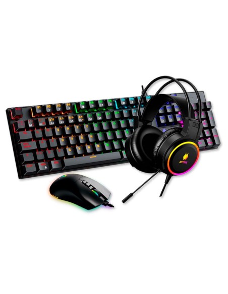 KIT GAMER ANTRYX GC-3100 X3 BLACK| TECLADO + MOUSE + AUDIFONO | SWITCH ROJO