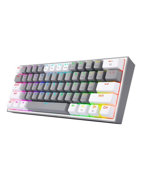 TECLADO GAMER REDRAGON FIZZ PRO GREY ( K616-RGB GW-SP ) CABLE - USB 2.4G - BT | WIRELESS | SWTICH RED | LED-RGB