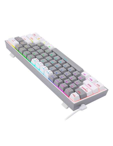 TECLADO GAMER REDRAGON FIZZ PRO GREY ( K616-RGB GW-SP ) CABLE - USB 2.4G - BT | WIRELESS | SWTICH RED | LED-RGB