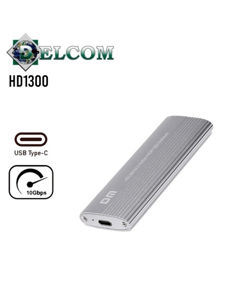 CASE PARA MEMORIAS DM HD1300 M.2 NVME NGFF SATA PROTOCOLO DUAL USB-C A USB-C/ USB 3.2