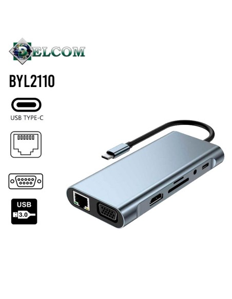 DOCKING STATION USB-C DELCOM 4K HUB 11-EN-1 BYL2110