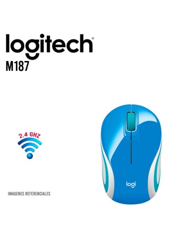 MOUSE LOGITECH M187 (910-005360) AZUL/BLANCO/CELESTE