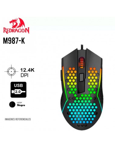 MOUSE GAMER REDRAGON REAPING ( M987-K ) LED RGB | USB | 12400 DPI | BLACK