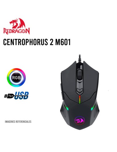 MOUSE GAMER REDRAGON CENTROPHORUS 2 ( M601-RGB ) LED RGB | USB | 7200 DPI | BLACK