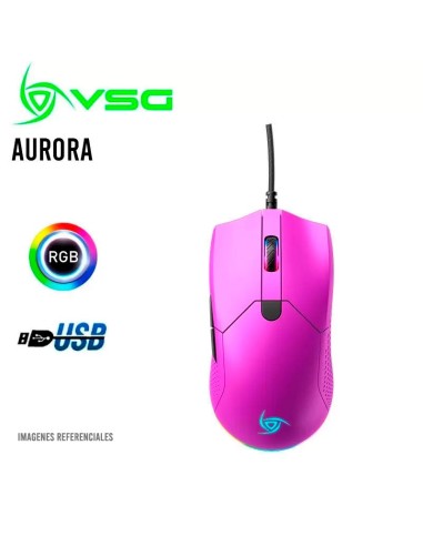 MOUSE GAMER VSG AURORA 7200/14400 DPI PARACORD PTFE 7 BOTONES PURPURA (VG-M430-PAU)