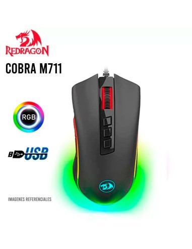 MOUSE GAMER REDRAGON COBRA ( M711 ) LED RGB | USB | 10000 DPI | BLACK