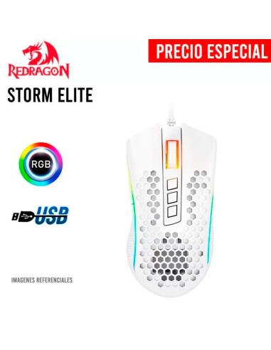 MOUSE GAMER REDRAGON STORM ELITE ( M988W-RGB ) LED RGB | USB | 16000 DPI | WHITE