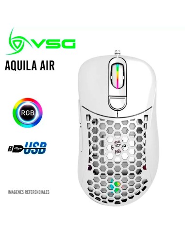 MOUSE VSG AQUILA AIR WHITE BRILLANTE ( VG-M550-WHT-GLO ) GAMING | 16K DPI | SENSOR PMW3389 | LED-RGB