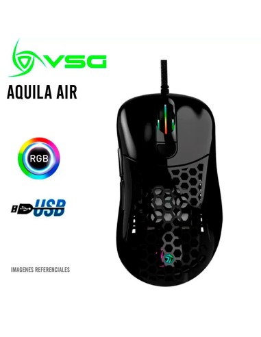 MOUSE VSG AQUILA AIR BLACK BRILLANTE ( VG-M550-BLK-GLO ) GAMING | 16K DPI | SENSOR PMW3389 | LED-RGB